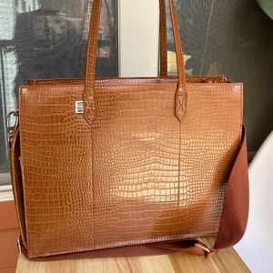 BEIS Mini Cognac Croc Tote Bag